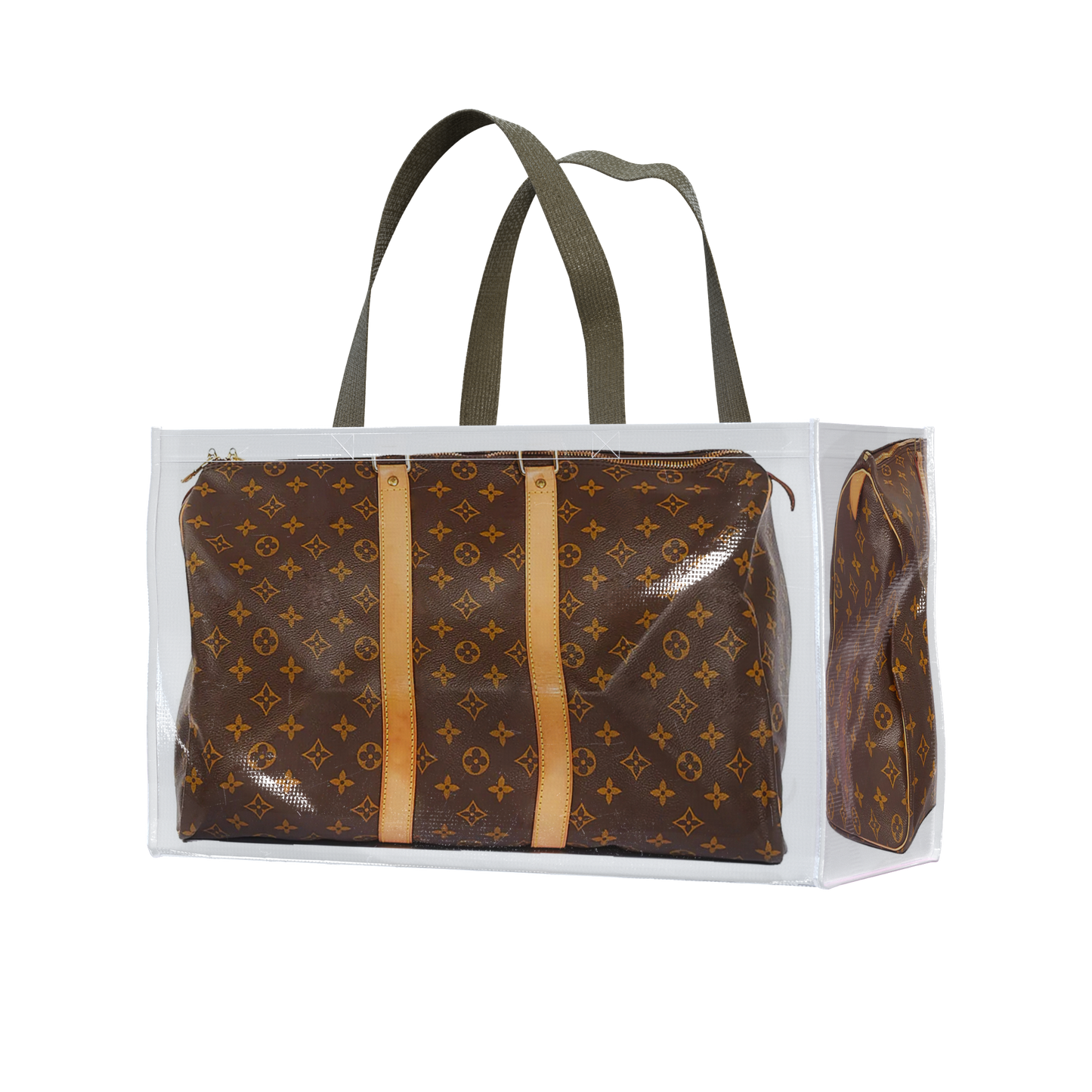 TITA ELVIE DUFFLE GROCERY BAG, BROWN CANVAS, LARGE