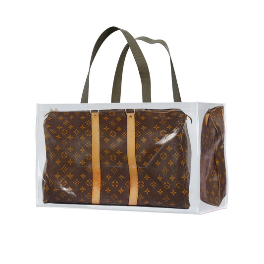 TITA ELVIE DUFFLE GROCERY BAG, BROWN CANVAS