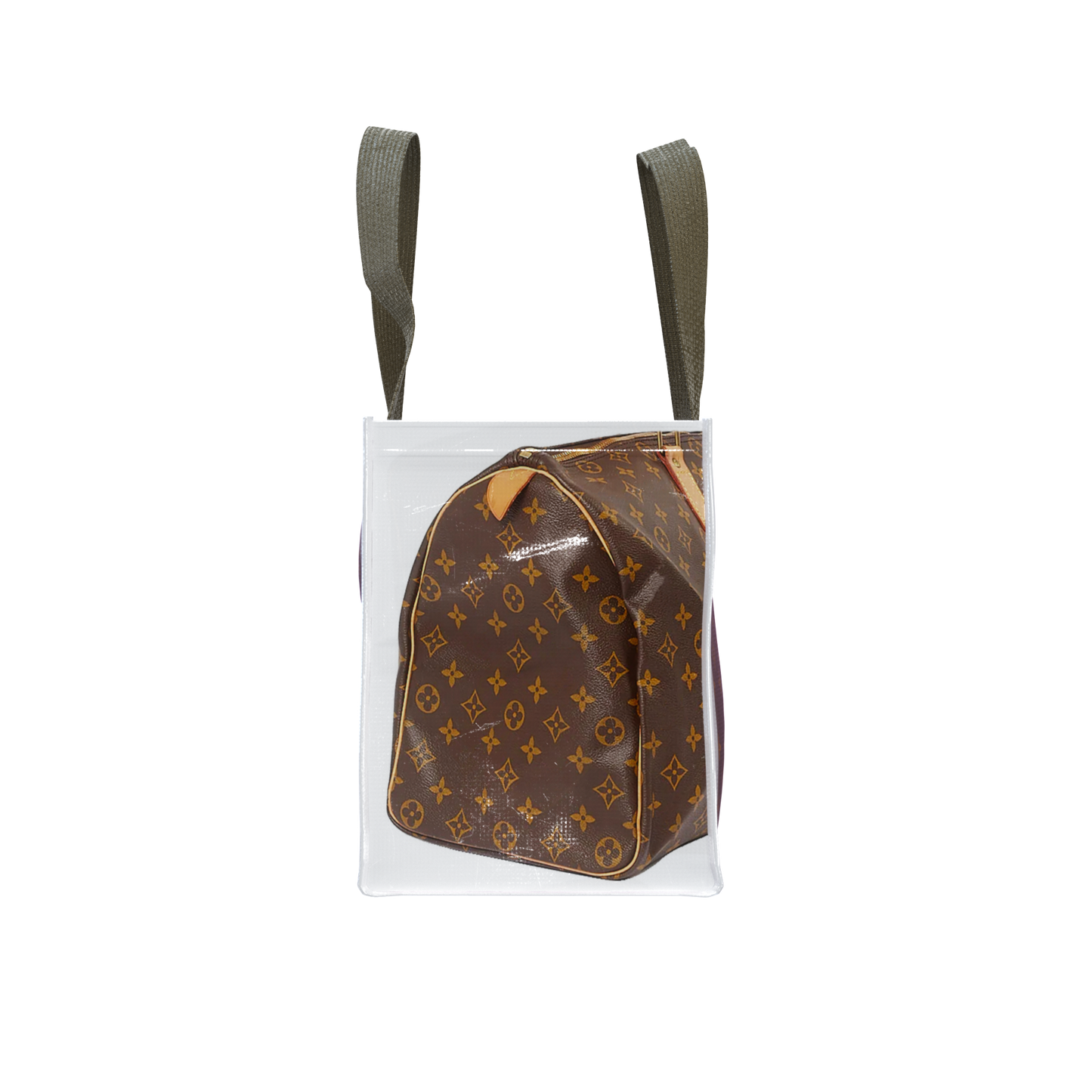 TITA ELVIE DUFFLE GROCERY BAG, BROWN CANVAS, LARGE