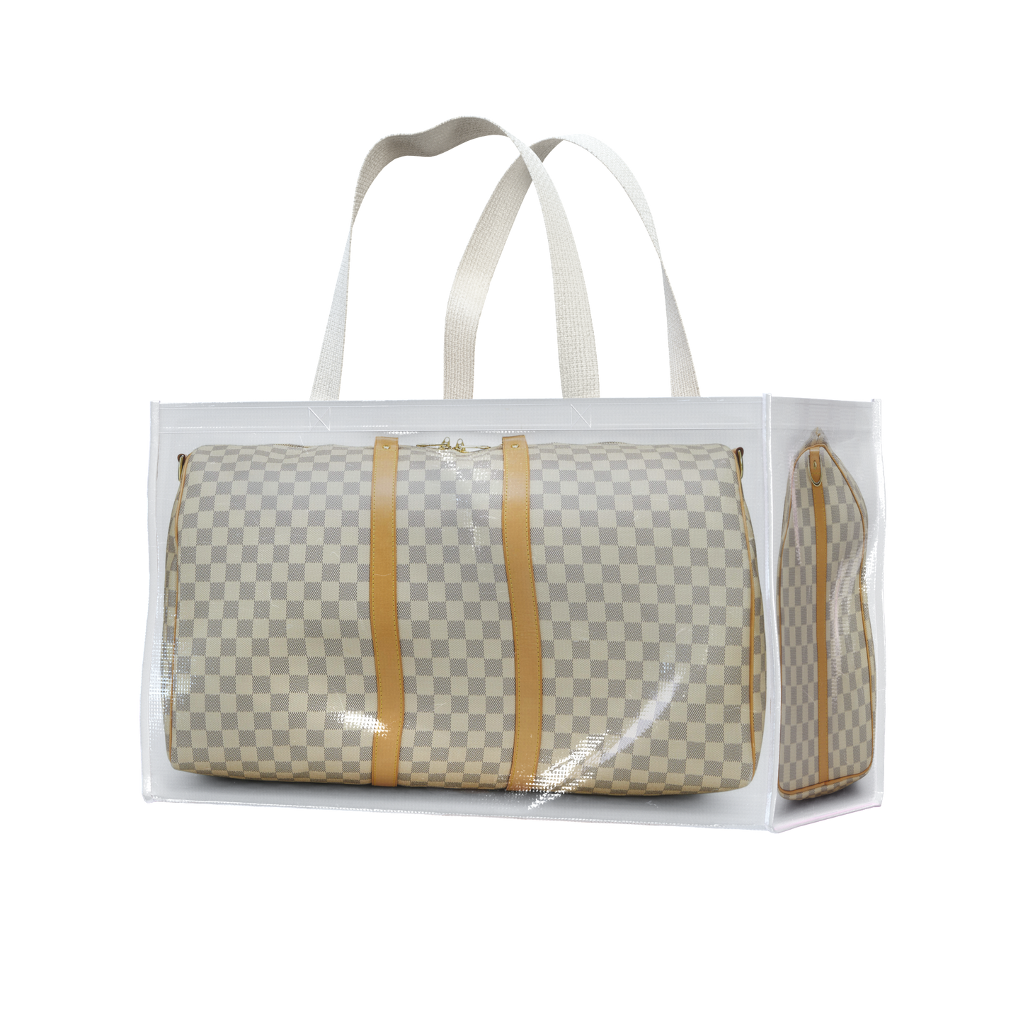 TITA MARITESS DUFFLE GROCERY BAG, CREAM CANVAS, LARGE