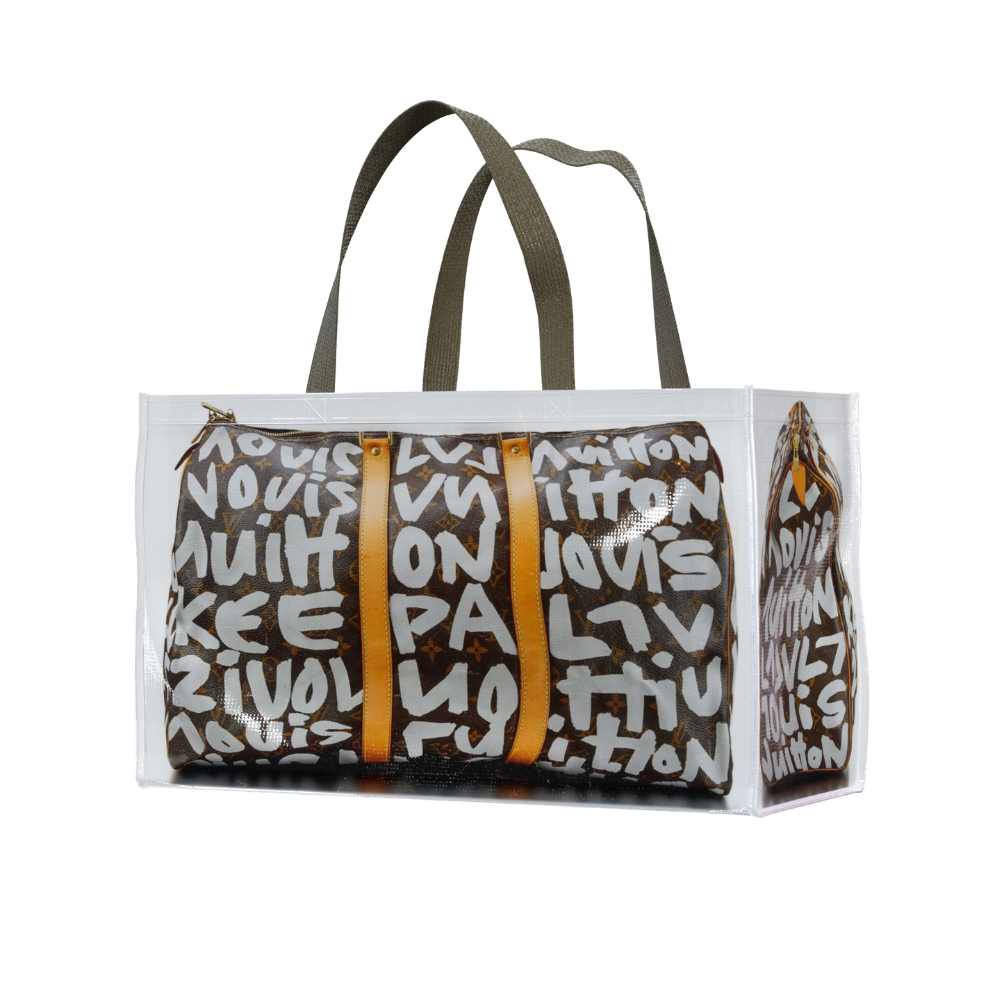 TITA GEMMA DUFFLE GROCERY BAG, GRAFFITI MONOGRAM, LARGE