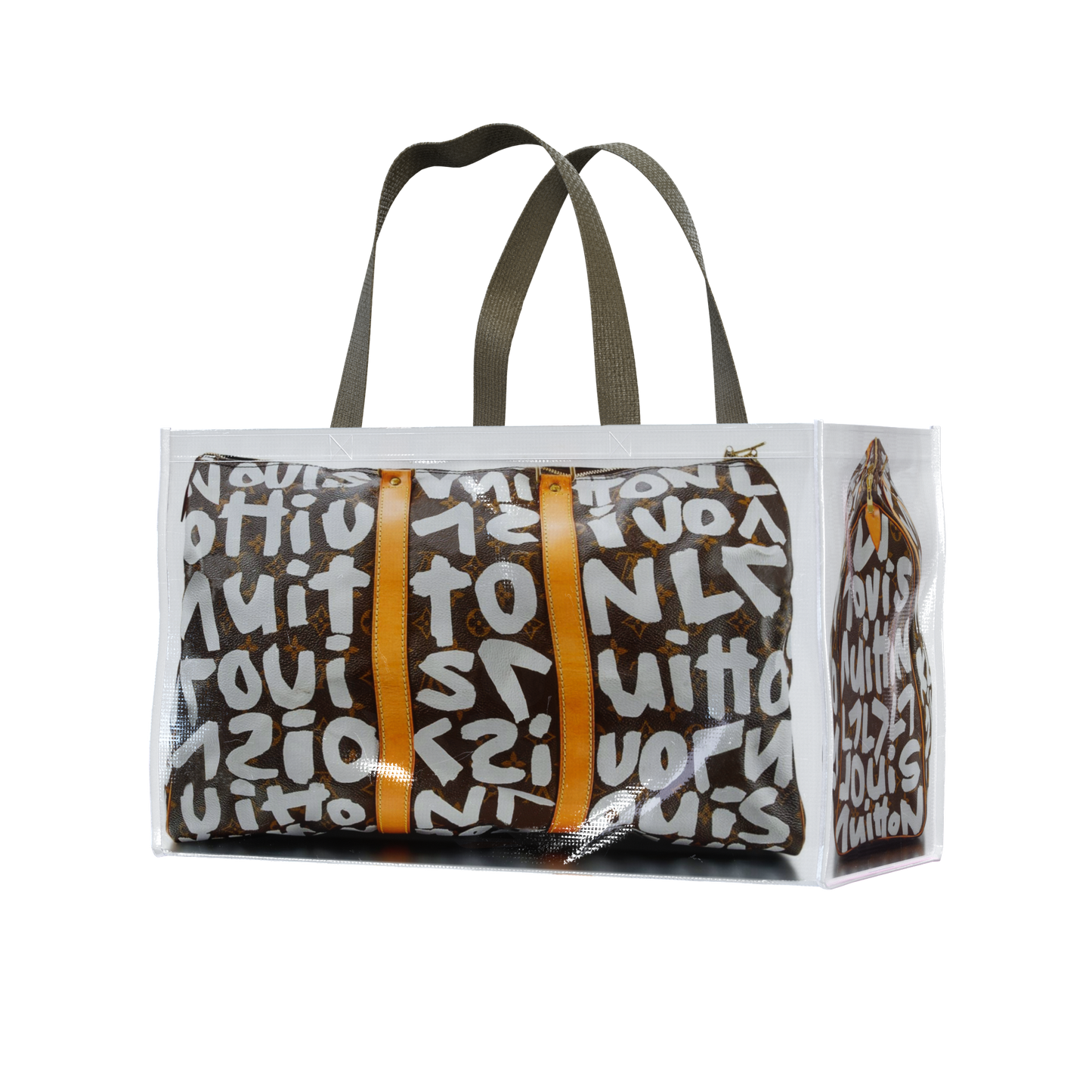 TITA GEMMA DUFFLE GROCERY BAG, GRAFFITI MONOGRAM, LARGE